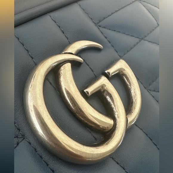 Almost New Gucci Marmont in denim blue leather - Picture 10 of 13